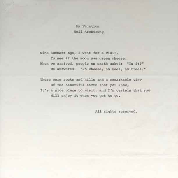 “My Vacation”, A Children's Poem by Neil Armstrong